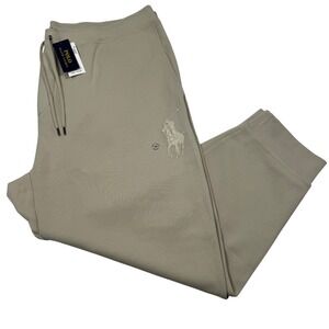 NWT Polo Ralph Lauren Men 4XB Jogger Sweatpants Beige Big Pony Athleisure Cozy